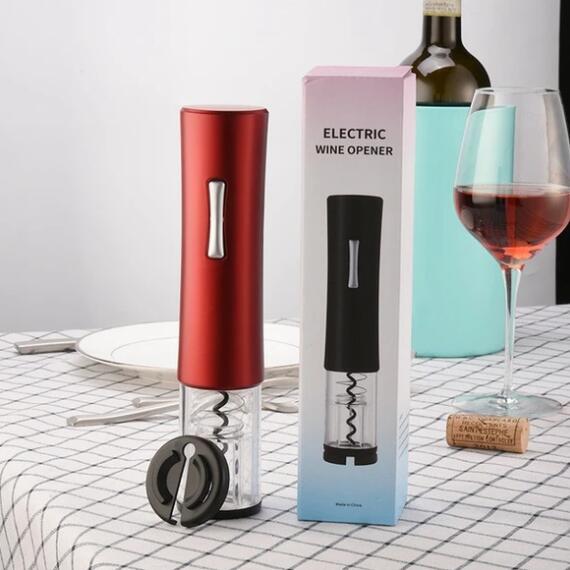 Saca-rolhas elétrico automático com cortador de folhas – Abridor de garrafas de vinho recarregável