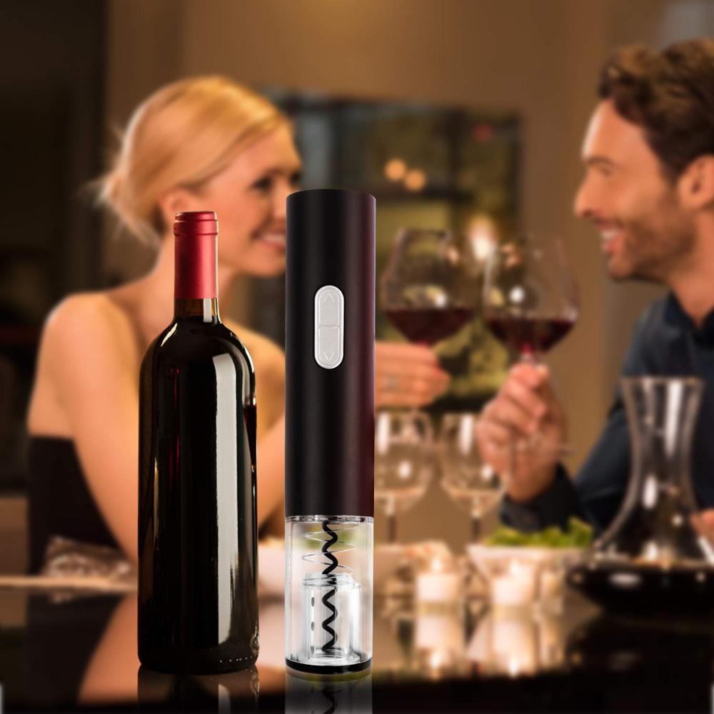 Saca-rolhas elétrico automático com cortador de folhas – Abridor de garrafas de vinho recarregável