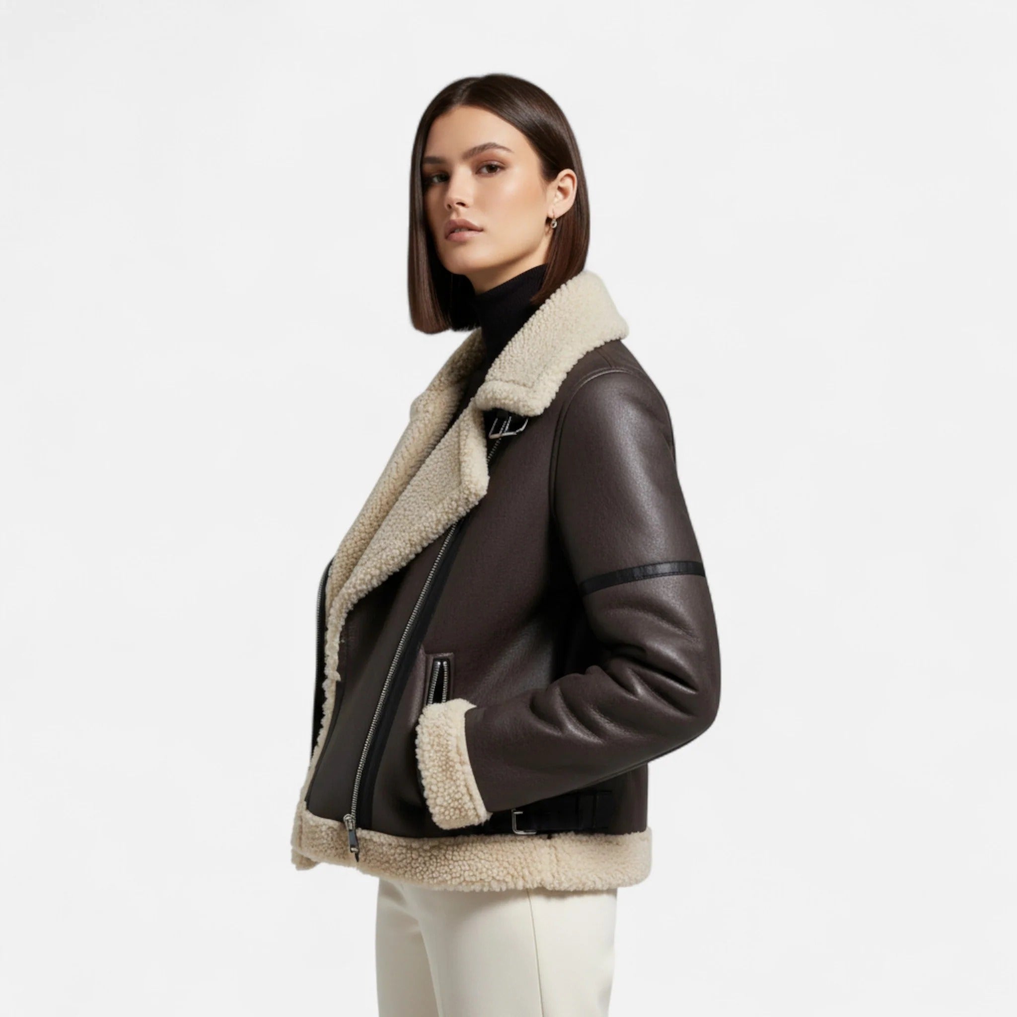 Moritz™ | Chaqueta de cuero de otoño para mujer con cinturón